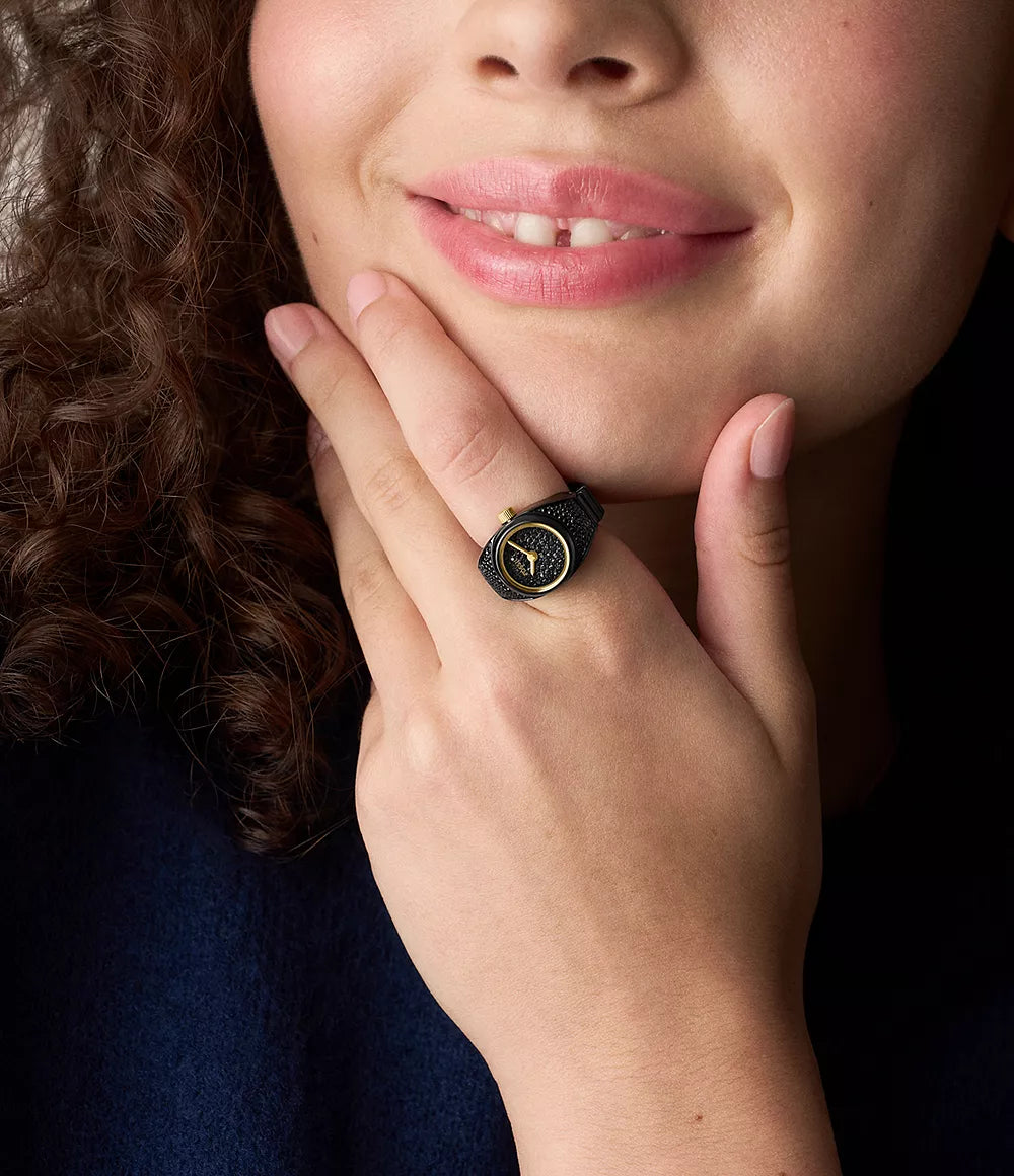 Watch Ring Two-Hand Pavé Black Stainless Steel Watch ES5449 - Shop Authentic FOSWOMWAT(s) from Maybrands - for as low as ₦395500! 