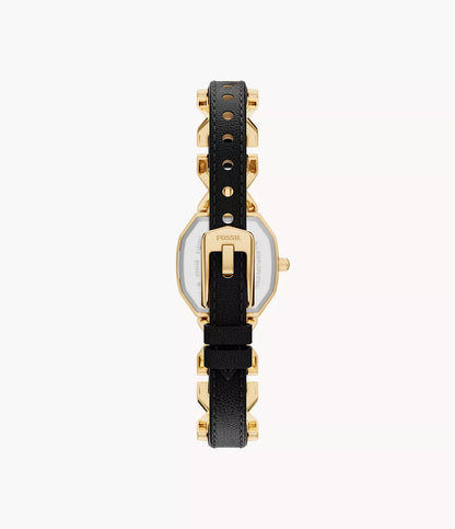 Harlow 22mm Three-Hand Black Leather and Gold-Tone Stainless Steel Watch ES5496 - Shop Authentic FOSWOMWAT(s) from Maybrands - for as low as ₦330000! 