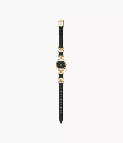 Harlow 22mm Three-Hand Black Leather and Gold-Tone Stainless Steel Watch ES5496 - Shop Authentic FOSWOMWAT(s) from Maybrands - for as low as ₦330000! 
