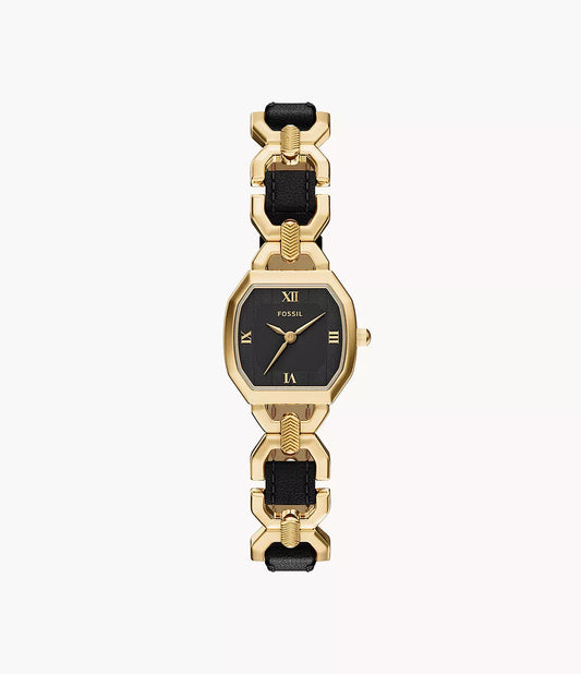 Harlow 22mm Three-Hand Black Leather and Gold-Tone Stainless Steel Watch ES5496 - Shop Authentic FOSWOMWAT(s) from Maybrands - for as low as ₦330000! 