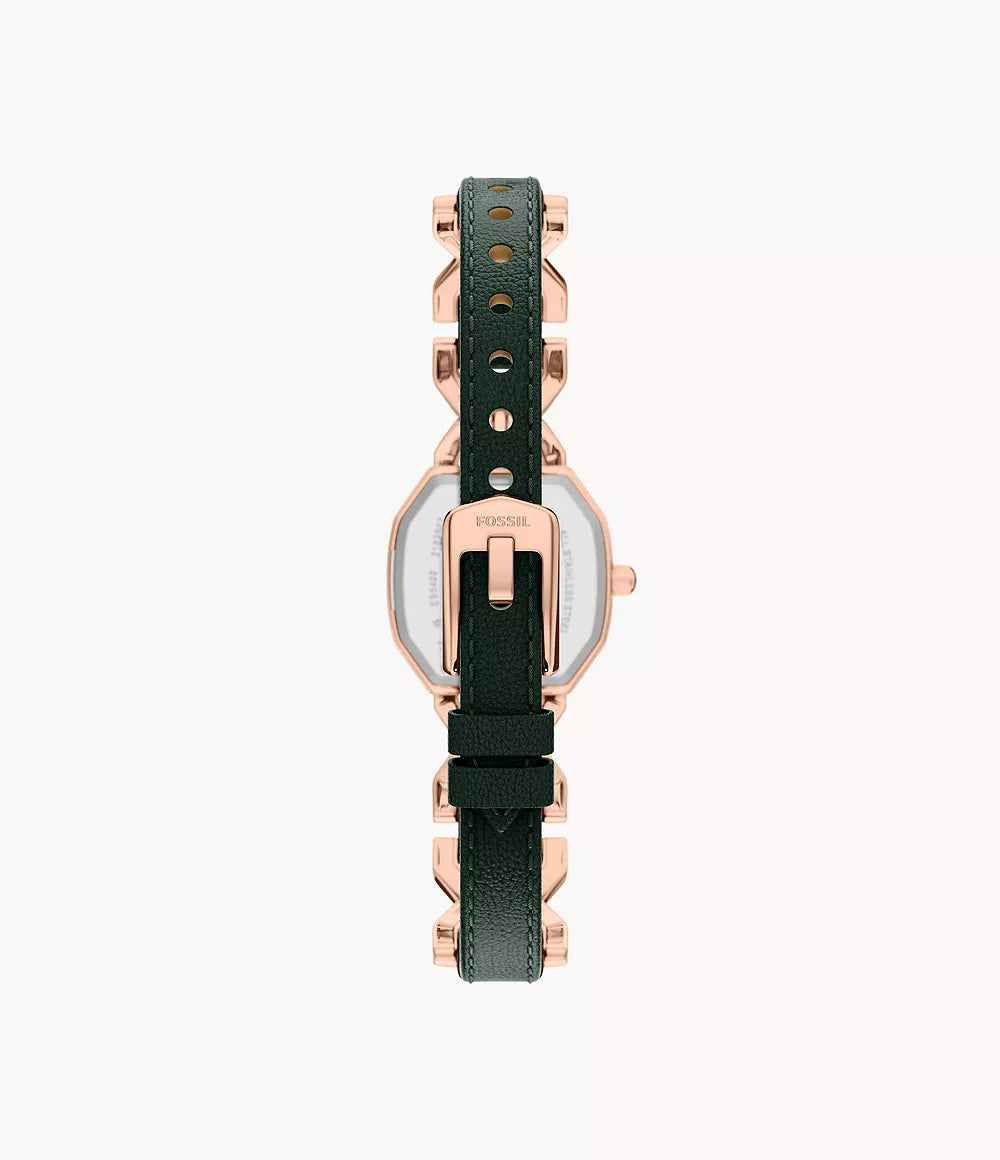 Harlow 22mm Three-Hand Green Leather and Rose Gold-Tone Stainless Steel Watch ES5498 - Shop Authentic FOSWOMWAT(s) from Maybrands - for as low as ₦330000! 