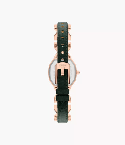 Harlow 22mm Three-Hand Green Leather and Rose Gold-Tone Stainless Steel Watch ES5498 - Shop Authentic FOSWOMWAT(s) from Maybrands - for as low as ₦330000! 