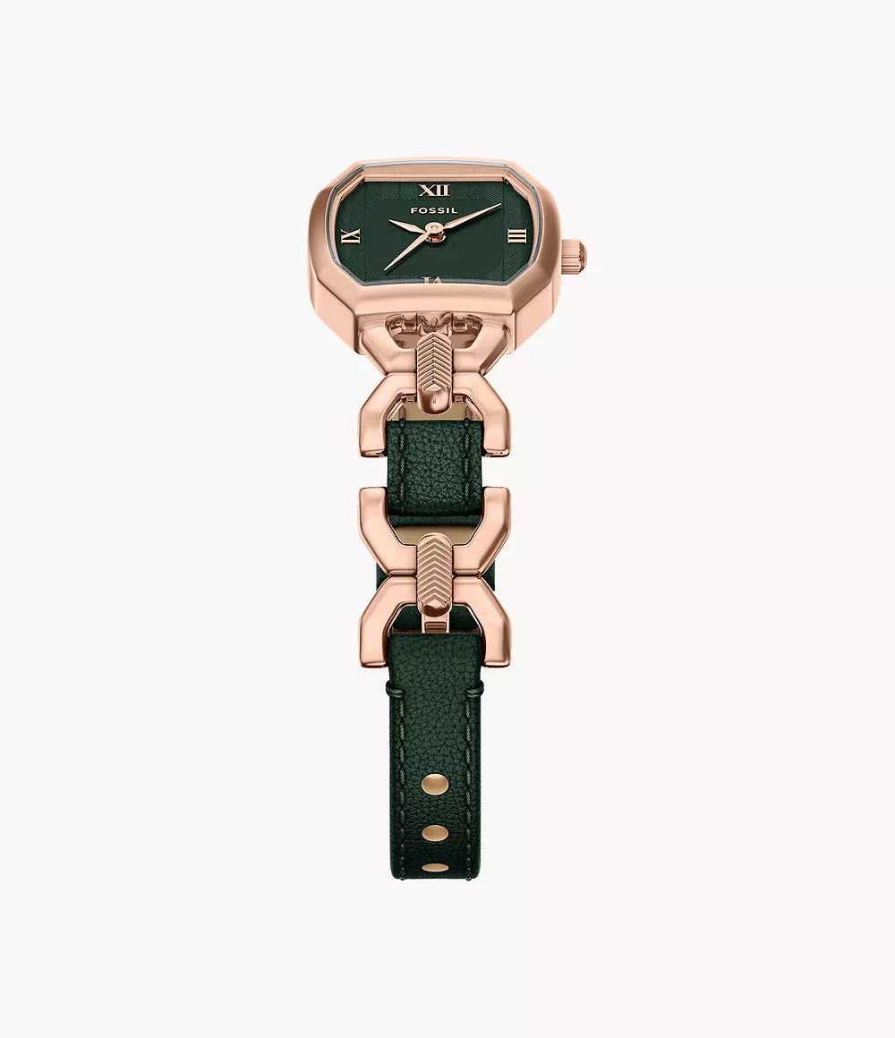 Harlow 22mm Three-Hand Green Leather and Rose Gold-Tone Stainless Steel Watch ES5498 - Shop Authentic FOSWOMWAT(s) from Maybrands - for as low as ₦330000! 