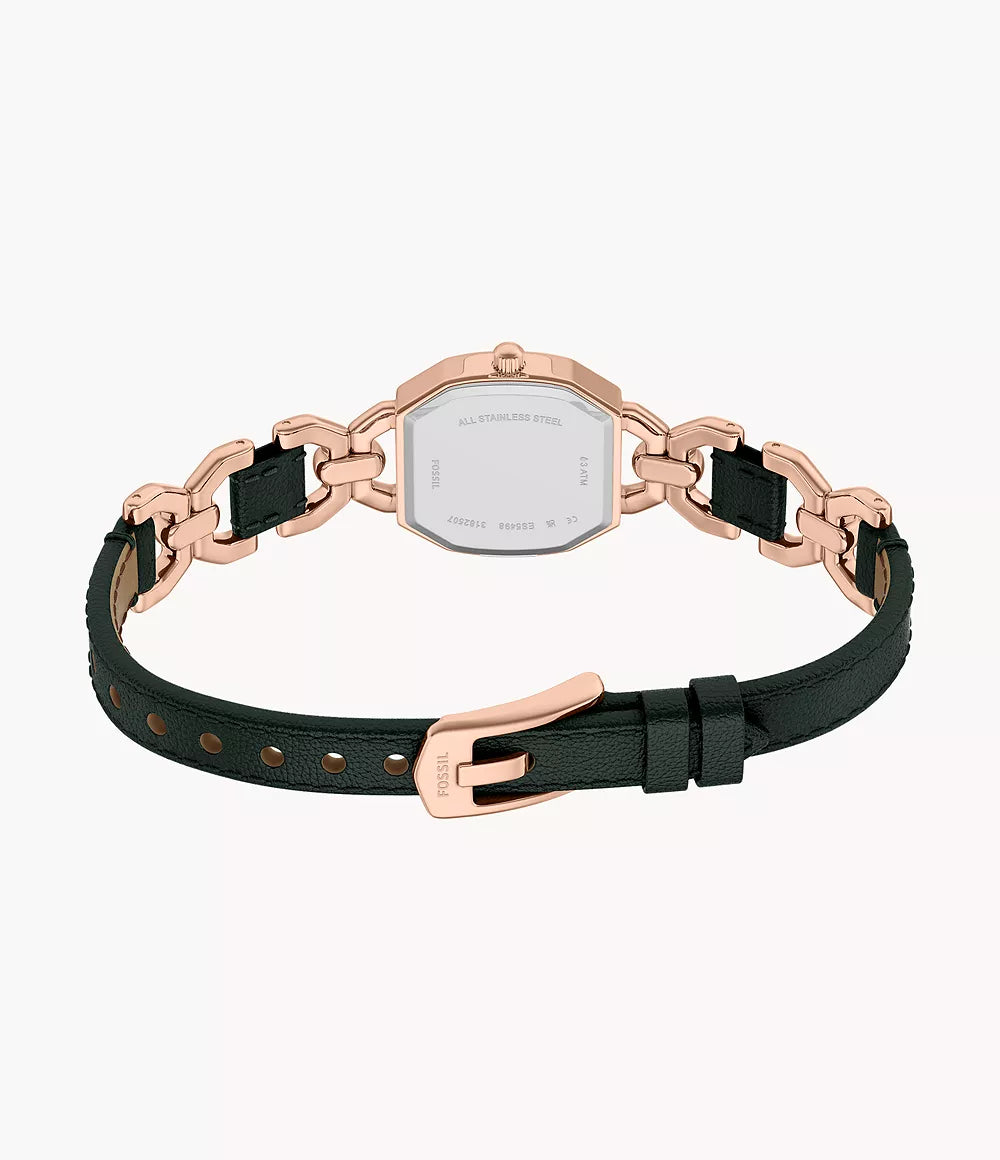 Harlow 22mm Three-Hand Green Leather and Rose Gold-Tone Stainless Steel Watch ES5498 - Shop Authentic FOSWOMWAT(s) from Maybrands - for as low as ₦330000! 