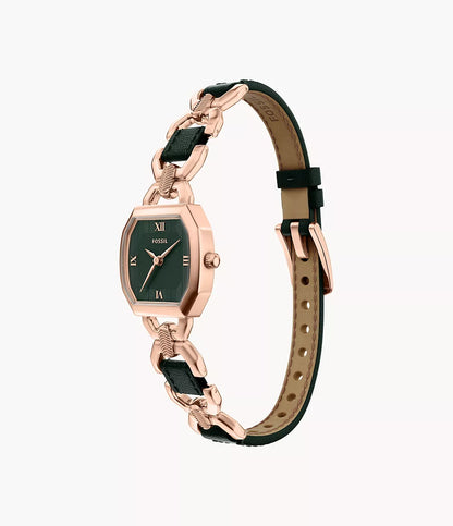 Harlow 22mm Three-Hand Green Leather and Rose Gold-Tone Stainless Steel Watch ES5498 - Shop Authentic FOSWOMWAT(s) from Maybrands - for as low as ₦330000! 