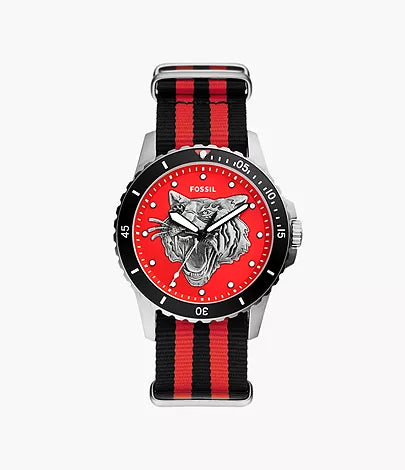 FS5929 - Fossil FB - 01 Three-Hand Black and Red Nylon Watch for Men - Shop Authentic watch(s) from Maybrands - for as low as ₦94500! 