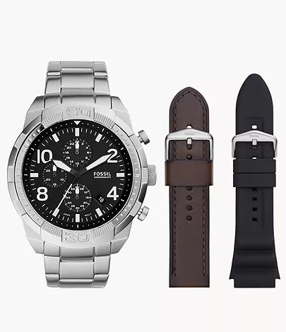 FS5968SET- Fossil Bronson Chronograph Stainless Steel Watch and Interchangeable Strap Set - Shop Authentic watch(s) from Maybrands - for as low as ₦409500! 