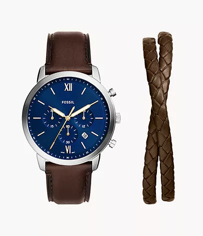 FS6018SET - Fossil Neutra Chronograph Brown Leather Watch and Bracelet Box Set - Shop Authentic watch(s) from Maybrands - for as low as ₦378000! 