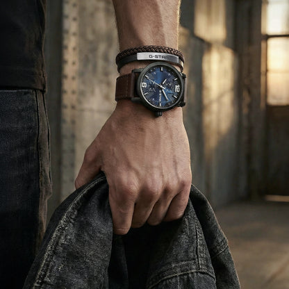 G-Star Tether02P Silver and Black Leather Bracelet GSJ.109.02 - Shop Authentic GSTMENBRA(s) from Maybrands - for as low as ₦82500! 