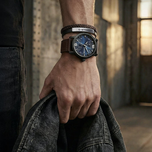 G-Star Tether02P Silver and Black Leather Bracelet GSJ.109.02 - Shop Authentic GSTMENBRA(s) from Maybrands - for as low as ₦82500! 