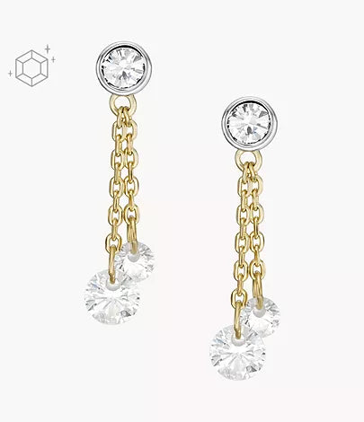 JA7133998-Fossil Sadie Shine Bright 14K Gold Plated Brass and Stainless Steel Drop Earrings for Women - Shop Authentic earrings(s) from Maybrands - for as low as ₦60500! 