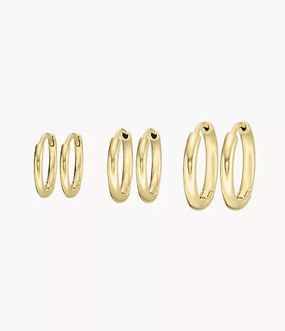 JA7138710-Fossil Stevie All Stacked Up Gold-Tone Brass Hoop Earrings Set for Women - Shop Authentic earrings(s) from Maybrands - for as low as ₦59500! 