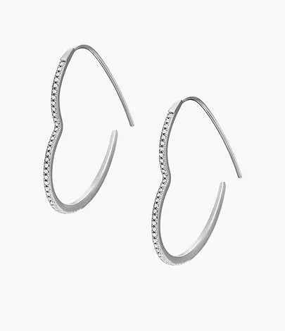 JA7231040 - Fossil All Stacked Up Silver-Tone Brass Whisper Hoop Earrings For Women - Shop Authentic earrings(s) from Maybrands - for as low as ₦120000! 