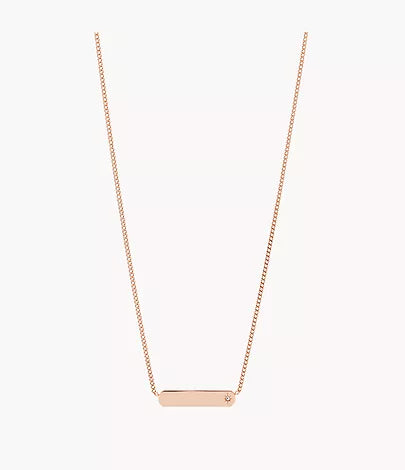 JF03696791-Fossil Drew Rose Gold-Tone Stainless Steel Bar Chain Necklace for Women - Shop Authentic necklace(s) from Maybrands - for as low as ₦41500! 