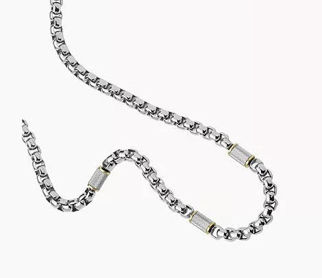 JF04145998 - Fossil All Stacked Up Two-Tone Stainless Steel Chain Necklace for Men - Shop Authentic necklaces(s) from Maybrands - for as low as ₦117000! 