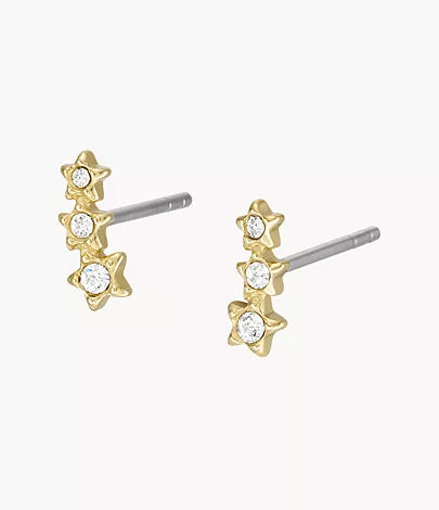 JF04241710-Fossil Sadie Under the Stars Gold-Tone Stainless Steel Climber Earrings for Women - Shop Authentic earrings(s) from Maybrands - for as low as ₦36000! 