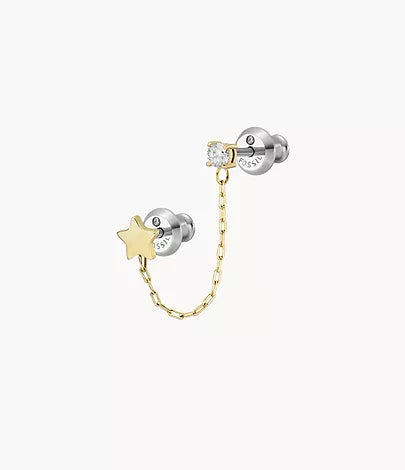 JF04377710-Fossil All Stacked Up Gold-Tone Stainless Steel Single Climber Earring for Women - Shop Authentic earrings(s) from Maybrands - for as low as ₦43500! 