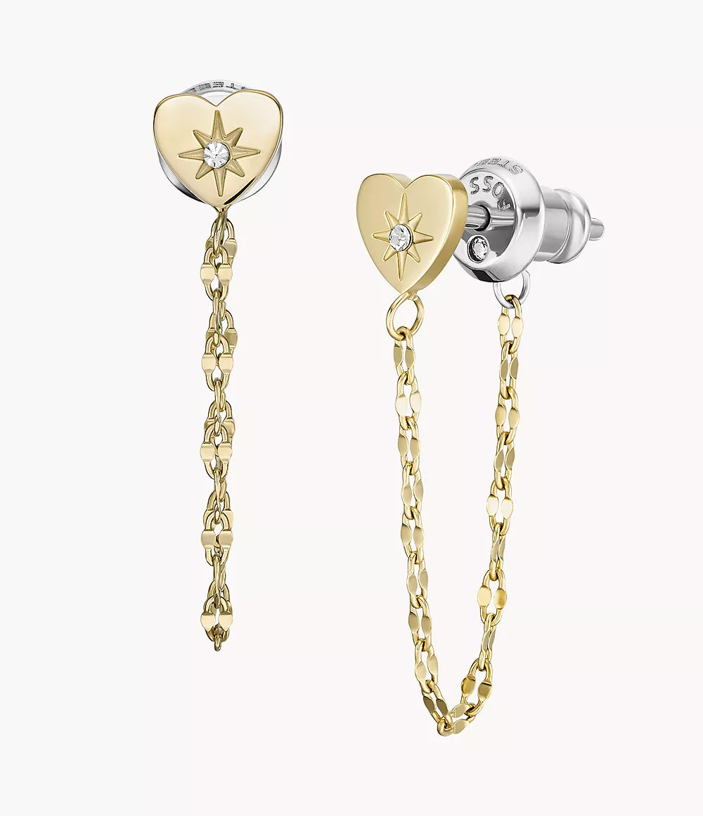 Fossil All Stacked Up Gold-Tone Stainless Steel Front to Back Earrings JF04378710 - Shop Authentic Earrings(s) from Maybrands - for as low as ₦95500! 