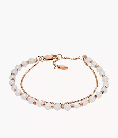 JF04444791 - Fossil All Stacked Up Rose Quartz Chain Beaded Bracelet - Shop Authentic bracelet(s) from Maybrands - for as low as ₦68000! 