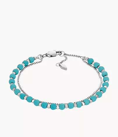 JF04445040 - Fossil All Stacked Up Reconstituted Turquoise Chain Beaded Bracelet For Women - Shop Authentic bracelet(s) from Maybrands - for as low as ₦68000! 