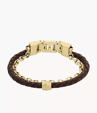 JF04555710-Fossil All Stacked Up Brown Leather Bracelet for Men - Shop Authentic bracelets(s) from Maybrands - for as low as ₦119000! 