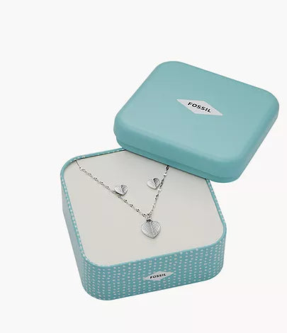 JF04669SET - Fossil Harlow Heart To Heart Stainless Steel Pendant Necklace and Earrings Set For Women - Shop Authentic Jewelry(s) from Maybrands - for as low as ₦110500! 