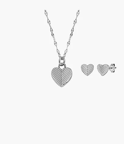 JF04669SET - Fossil Harlow Heart To Heart Stainless Steel Pendant Necklace and Earrings Set For Women - Shop Authentic Jewelry(s) from Maybrands - for as low as ₦110500! 