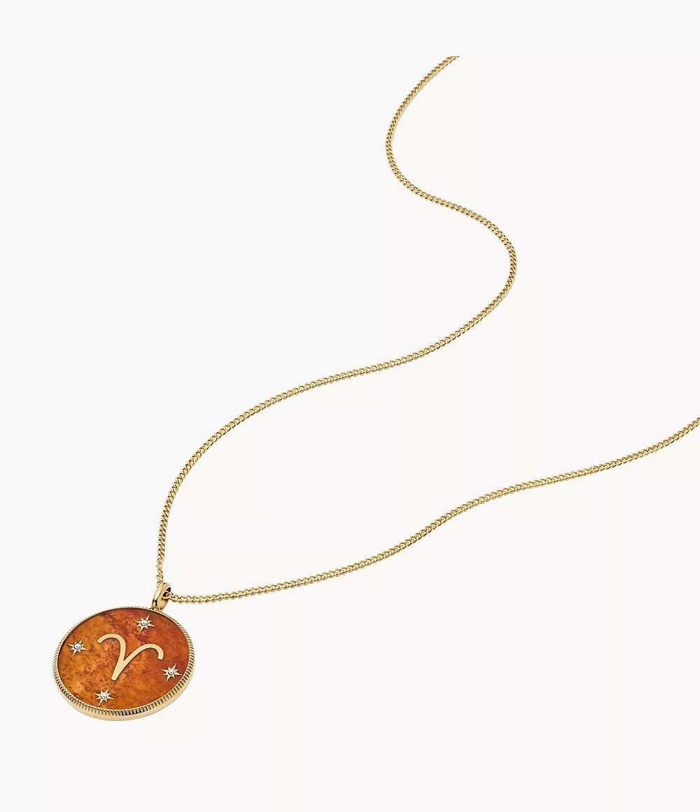 Aries Written in the Stars Gold-Tone Stainless Steel Red Carnelian Pendant Necklace JF04838710 - Shop Authentic necklace(s) from Maybrands - for as low as ₦163000! 