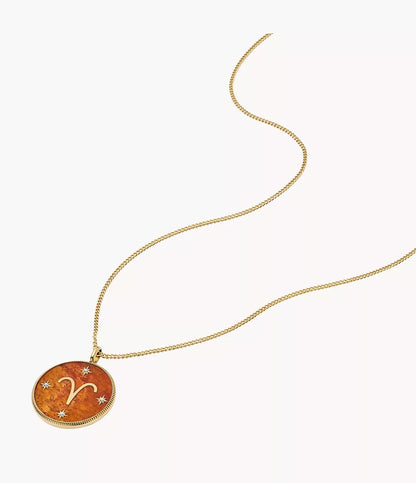 Aries Written in the Stars Gold-Tone Stainless Steel Red Carnelian Pendant Necklace JF04838710 - Shop Authentic necklace(s) from Maybrands - for as low as ₦163000! 