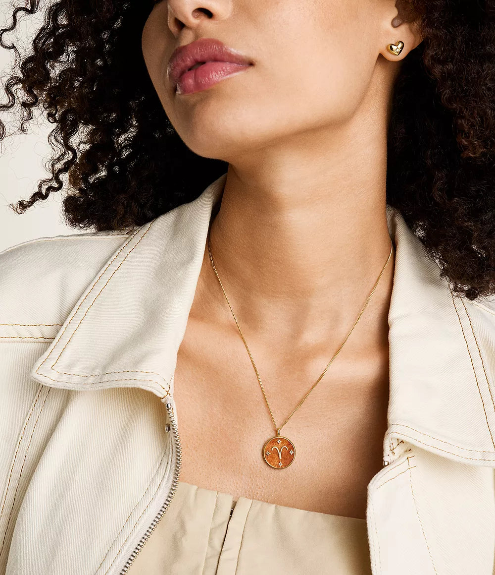 Aries Written in the Stars Gold-Tone Stainless Steel Red Carnelian Pendant Necklace JF04838710 - Shop Authentic necklace(s) from Maybrands - for as low as ₦163000! 
