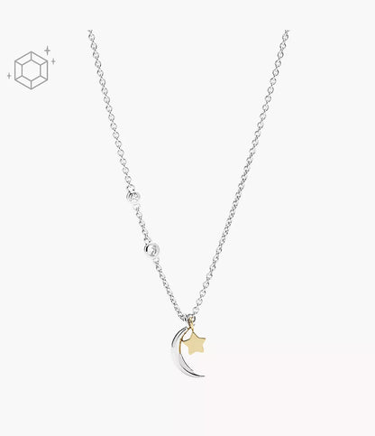 Fossil Sterling Silver Star and Crescent Moon Necklace JFS00432998 - Shop Authentic necklaces(s) from Maybrands - for as low as ₦30750! 