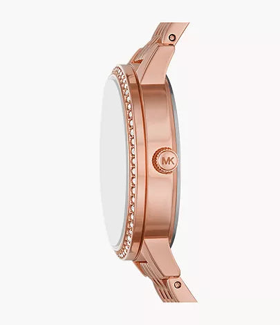 MK1052SET - Michael Kors Three-Hand Rose Gold-Tone Stainless Steel Watch and Slider Bracelet Set - Shop Authentic watch(s) from Maybrands - for as low as ₦550500! 