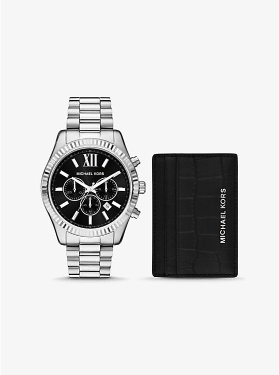 Michael Kors Oversized Lexington Watch and Crocodile-Embossed Leather Card Case Gift Set MK1091SET - Shop Authentic Watches(s) from Maybrands - for as low as ₦703500! 
