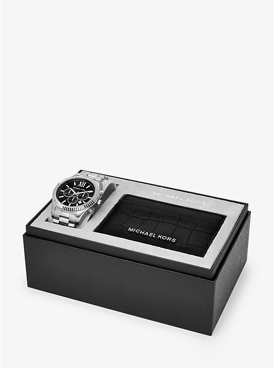 Michael Kors Oversized Lexington Watch and Crocodile-Embossed Leather Card Case Gift Set MK1091SET - Shop Authentic Watches(s) from Maybrands - for as low as ₦703500! 