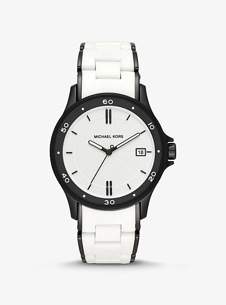 MK6663 Michael Kors Reid Black-tone And Silicone Watch In White - Shop Authentic Watches(s) from Maybrands - for as low as ₦92000! 