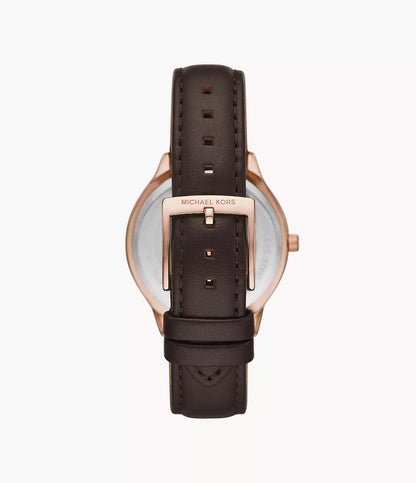 Michael Kors Slim Runway Three-Hand Chocolate Leather Watch MK7489 - Shop Authentic Watches(s) from Maybrands - for as low as ₦322500! 