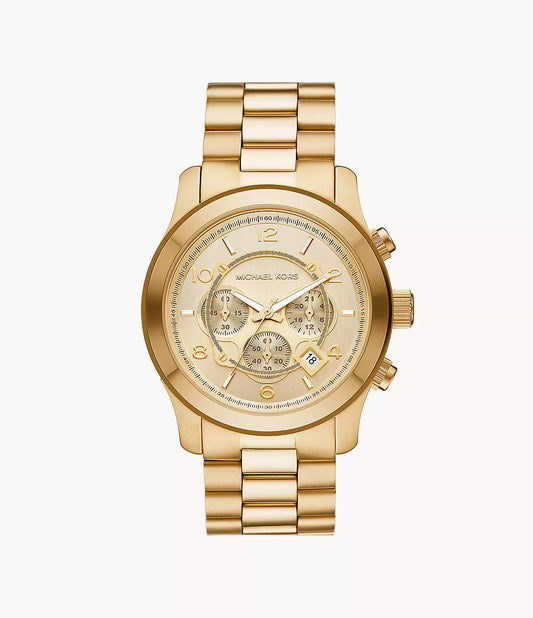 MK9074 - Michael Kors Runway Chronograph Gold-Tone Stainless Steel Watch - Shop Authentic Watches(s) from Maybrands - for as low as ₦539000! 