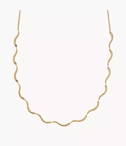 SKJ1746710-Skagen Wave Gold-Tone Stainless Steel Chain Necklace for Women - Shop Authentic necklaces(s) from Maybrands - for as low as ₦90500! 