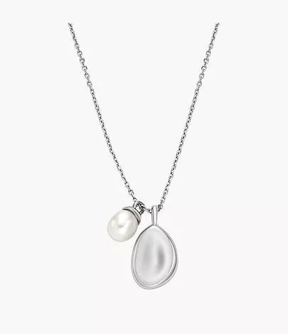 SKJ1831040 - Skagen Agnethe Pearl White Freshwater Pearl and Pebble Pendant Necklace for women - Shop Authentic necklace(s) from Maybrands - for as low as ₦120000! 