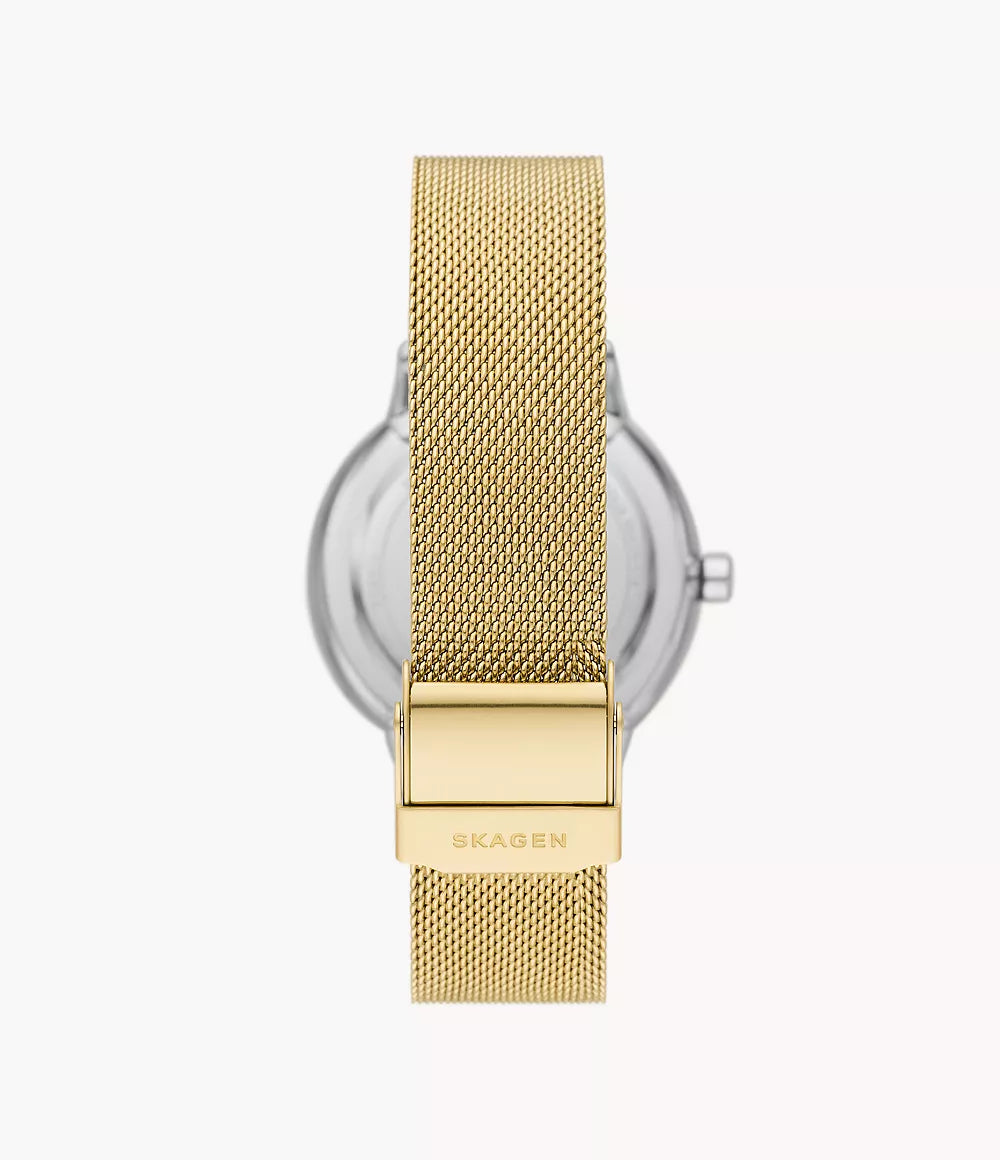 SKW3092 - Riis Three-Hand Gold-Tone Stainless Steel Mesh Watch - Shop Authentic Watches(s) from Maybrands - for as low as ₦503000! 