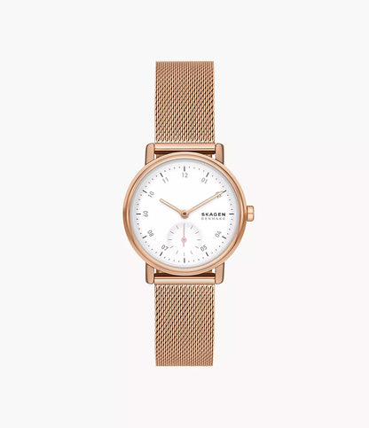 Skagen Kuppel Lille Two-Hand Sub-Second Rose Gold Stainless Steel Mesh Watch SKW3099 - Shop Authentic Watches(s) from Maybrands - for as low as ₦361500! 