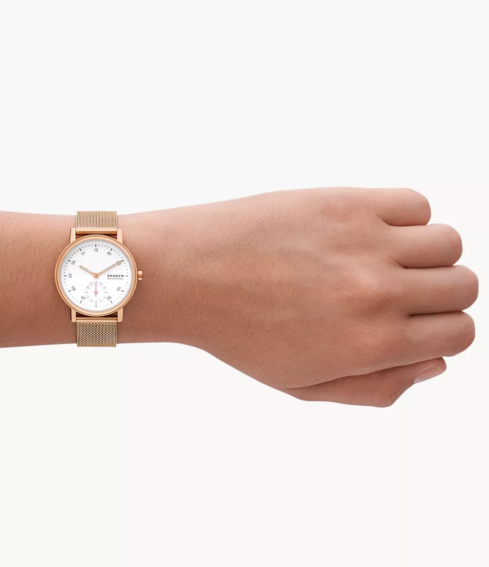 Skagen Kuppel Lille Two-Hand Sub-Second Rose Gold Stainless Steel Mesh Watch SKW3099 - Shop Authentic Watches(s) from Maybrands - for as low as ₦361500! 