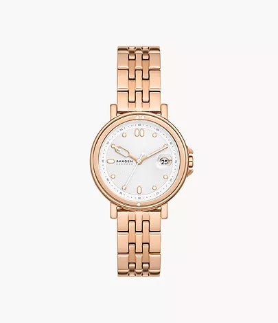 SKW3136 - Skagen Signatur Lille Sport Three-Hand Date Rose Gold Stainless Steel Bracelet Watch - Shop Authentic watches(s) from Maybrands - for as low as ₦234000! 