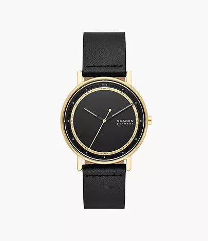 SKW6897-Skagen Signatur Three-Hand Black Leather Watch for Men - Shop Authentic watch(s) from Maybrands - for as low as ₦204000! 