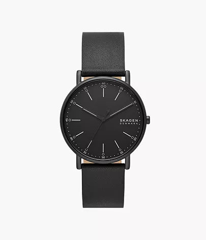 SKW6902-Skagen Signatur Three-Hand Black Leather Watch for Men - Shop Authentic watch(s) from Maybrands - for as low as ₦204000! 