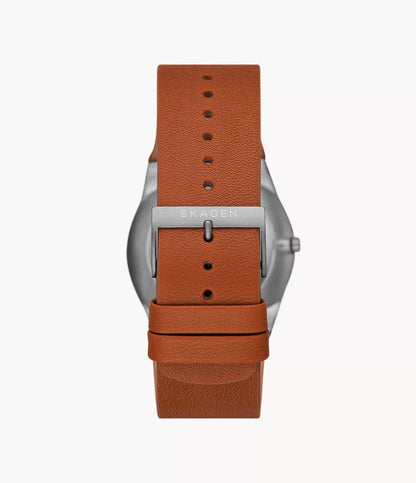 Melbye Titanium Three-Hand Day-Date Luggage Leather Watch SKW6906 - Shop Authentic Watches(s) from Maybrands - for as low as ₦436500! 