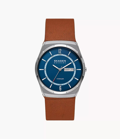 Melbye Titanium Three-Hand Day-Date Luggage Leather Watch SKW6906 - Shop Authentic Watches(s) from Maybrands - for as low as ₦436500! 