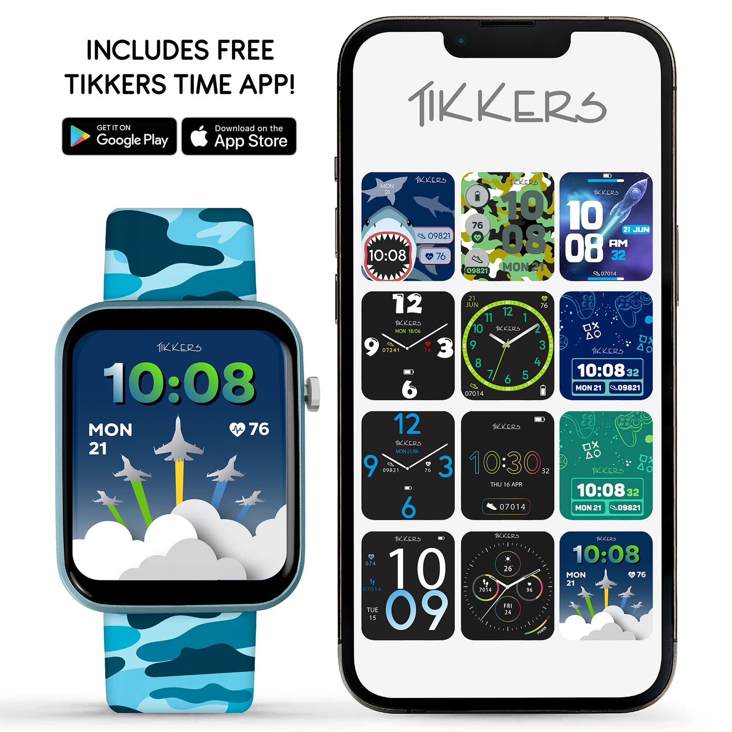 Tikkers Kids Series 13 Smart Blue Camo Interchangeable Strap Watch TKS13-0035-SET - Shop Authentic PERTIKWAT(s) from Maybrands - for as low as ₦43000! 