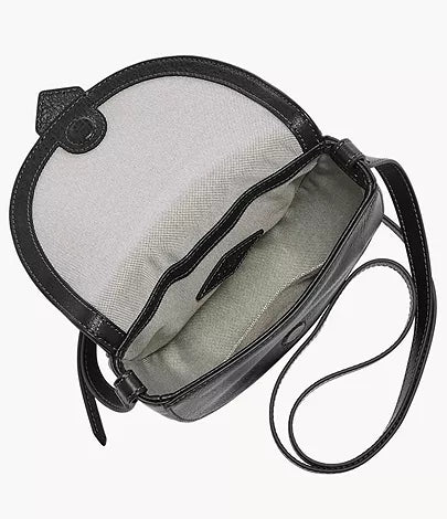 ZB1853001 Fossil Harwell Black Leather Small Flap Crossbody Bag