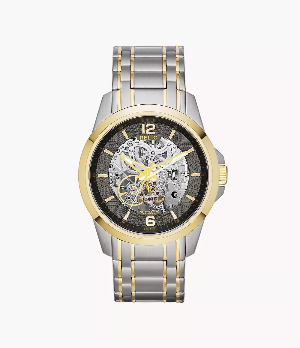 Relic by Fossil Men's Two-Tone Stainless Steel Automatic Skeleton Watch ZR12109 - Shop Authentic Watches(s) from Maybrands - for as low as ₦293488.37! 